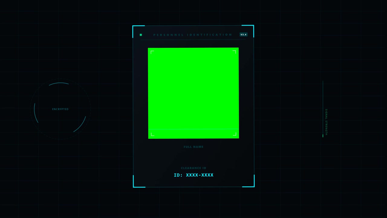 Futuristic Personnel Identification Interface with Green Screen Placeholder