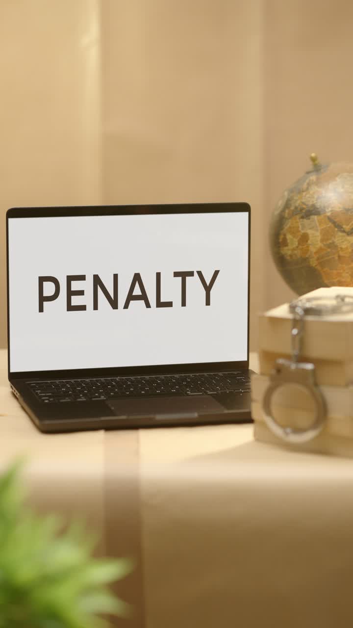VERTICAL VIDEO OF PENALTY DISPLAYED IN LEGAL LAPTOP SCREEN