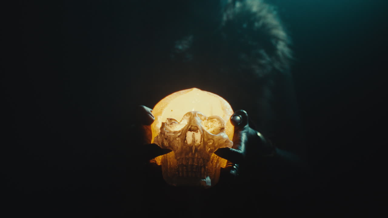 A creepy witch during the night storm