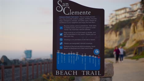 san clemente california beach trail sign