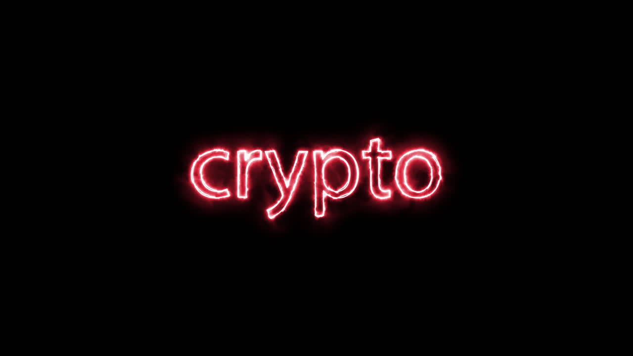La sagoma della parola CRYPTO con effetto bruciante e fuoco su sfondo nero