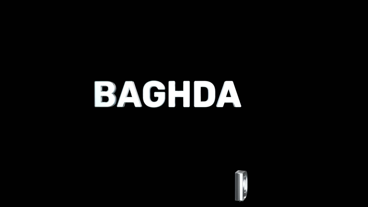 un texto 3d plateado de alta calidad y suave de la ciudad capital "baghdad
