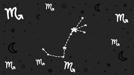 stop motion hand drawn animation of scorpio zodiac sign symbol and constellation