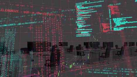 Animation-Von-Programmierdaten-Mit-Liniendiagrammen,-Die-Sich-Gegen-Ein-Gittermuster-Bewegen