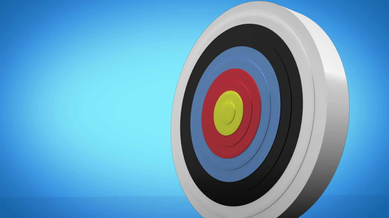 flecha volando hacia el tablero de dardos y golpeando el objetivo