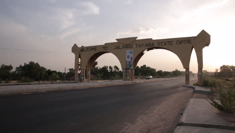 welcome to jalingo taraba state archway over the road in nigeria