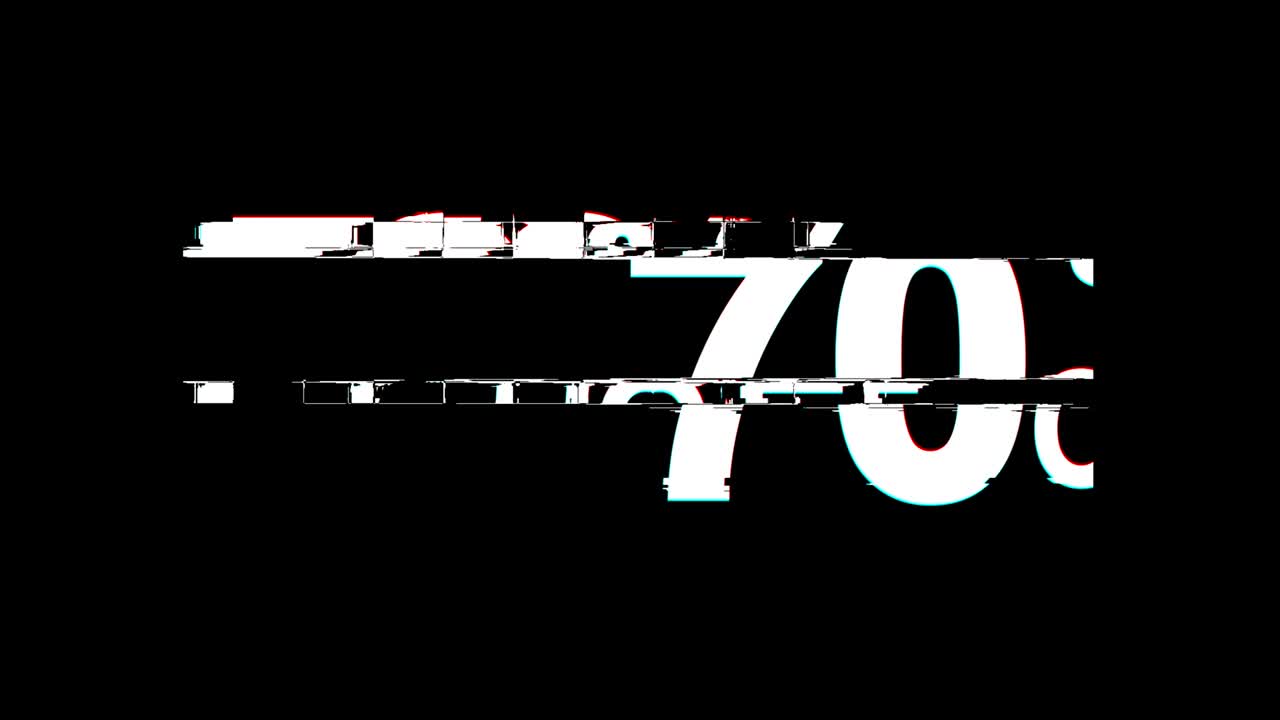 70% Percent off Glitch Effect Text Digital TV Distortion 4K Loop Animation