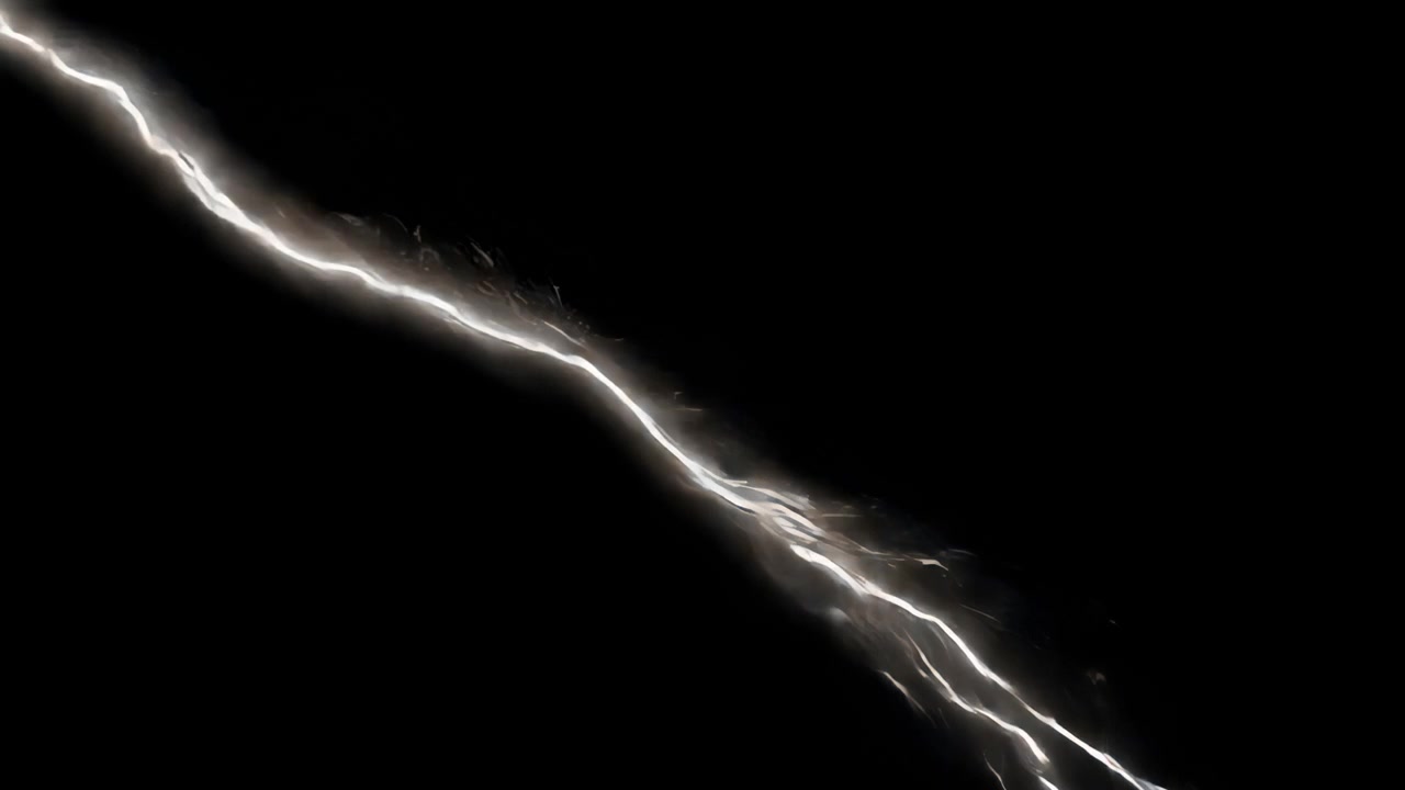 Fulmine animato che si abbatte su sfondo nero