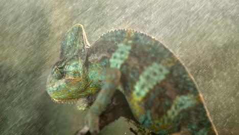 camaleón en la lluvia disparado a 1000 fps