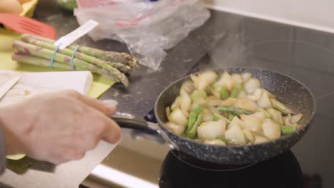 Home-Cooking----Stir-Frying-Onions-And-Asparagus