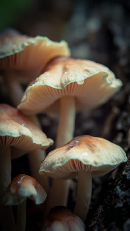 close-up of wild mushrooms growing in a forest