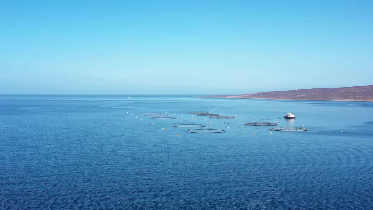 노르웨이에서 연어  ⁇ 시를 하는 공중 촬영