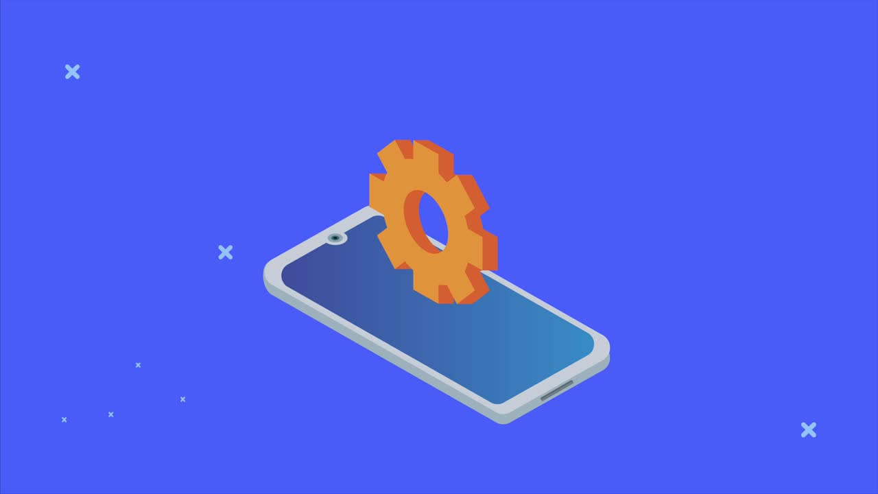 data server analysis animation with smartphone and gear