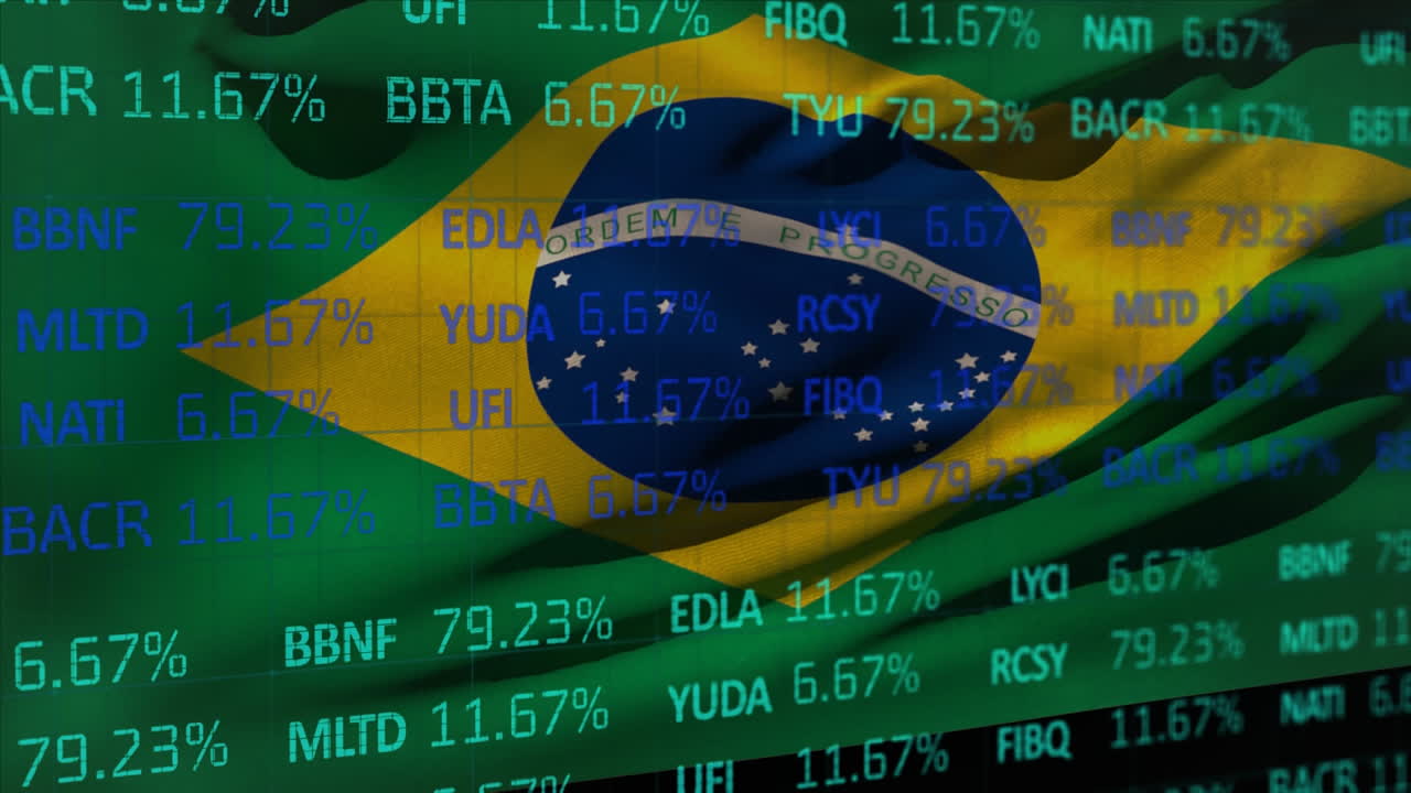 Behandling af aktiemarkedsdata mod det brasilianske nationalflag