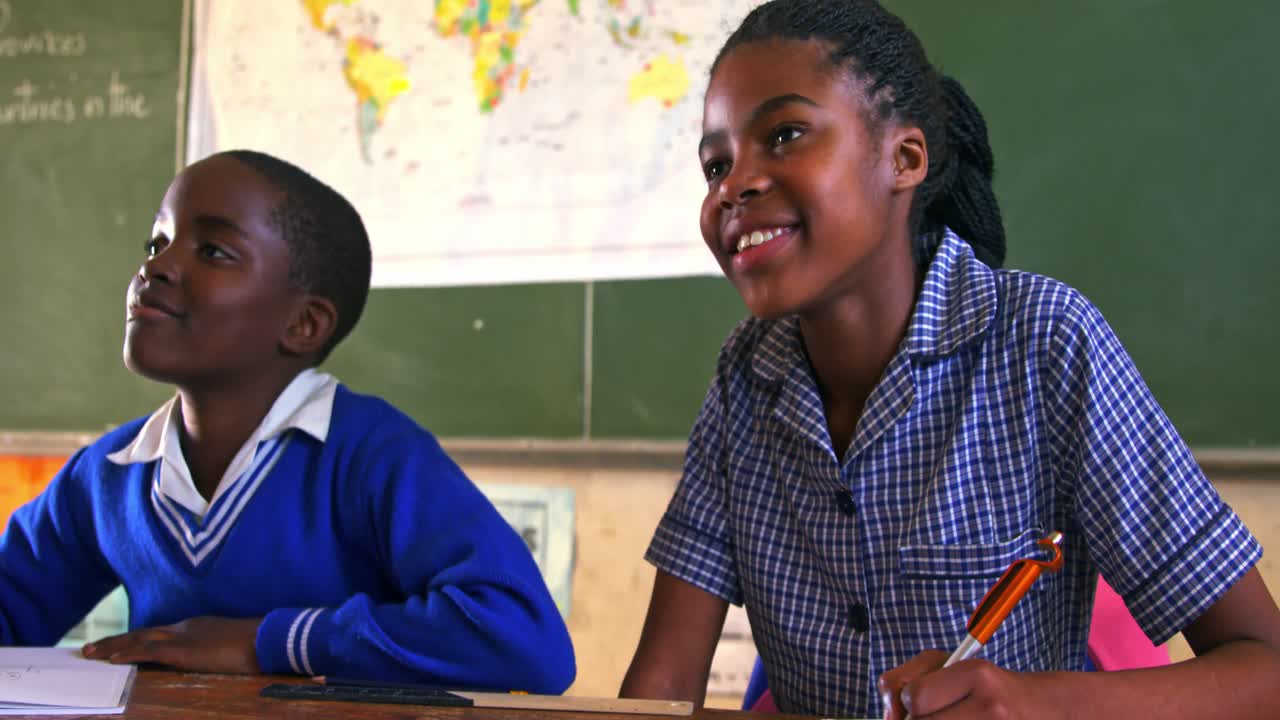 Schoolchildren in a lesson at a township school 4k