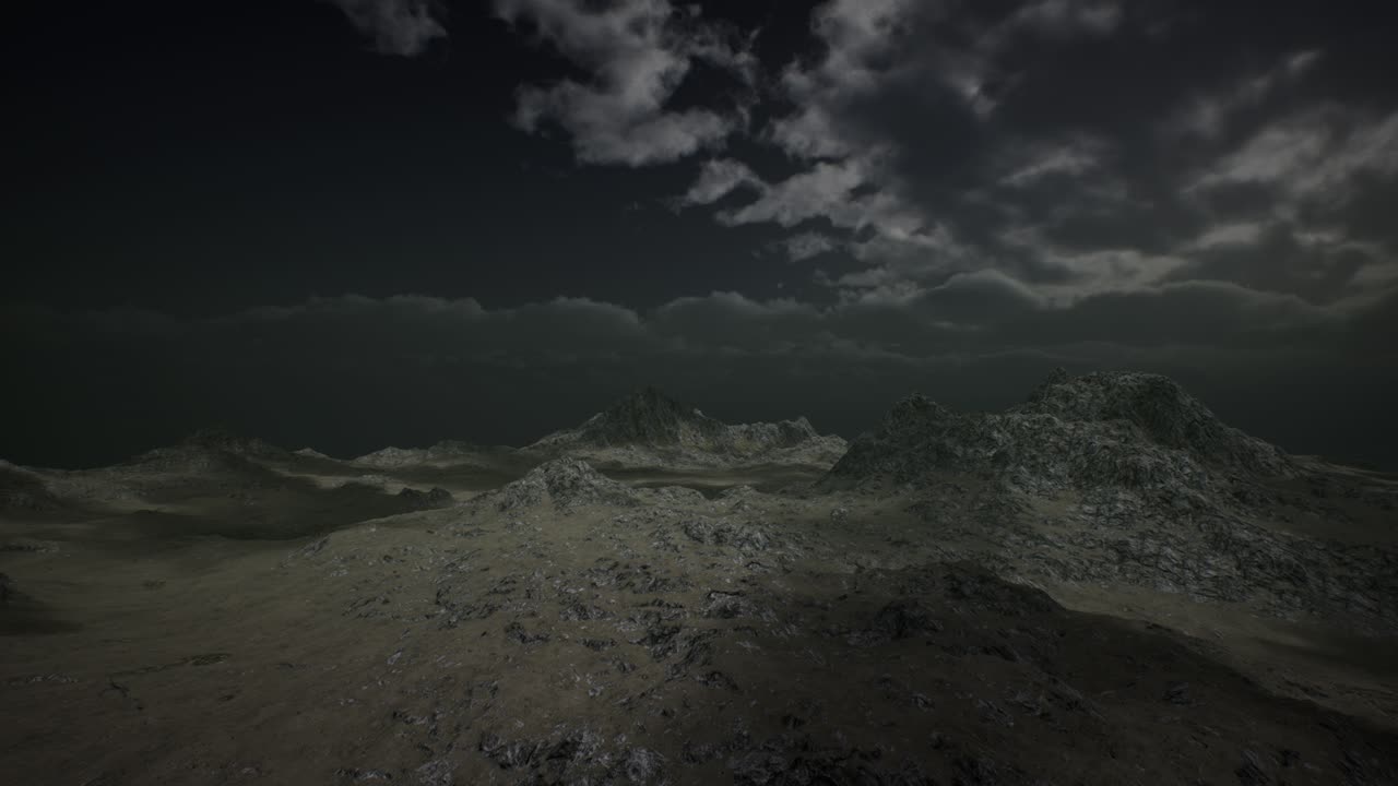 un cielo de tormenta dramático sobre montañas ásperas