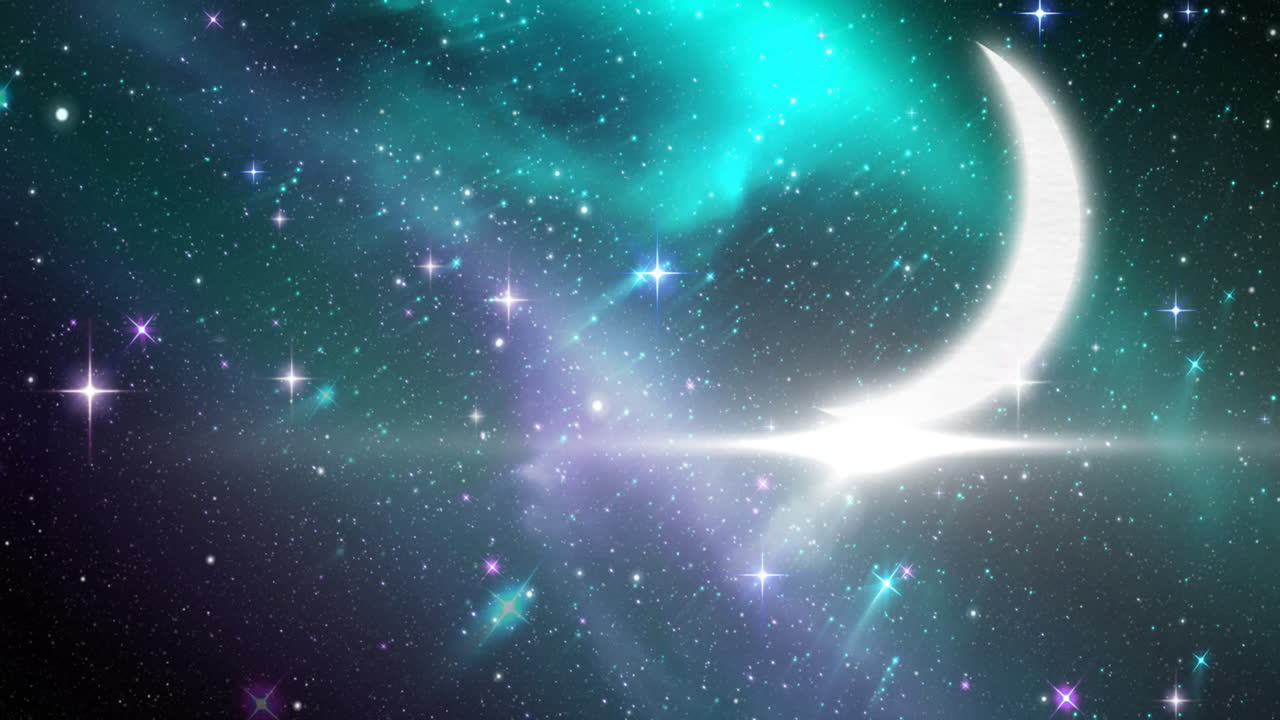 하늘에 달과 별의 애니메이션