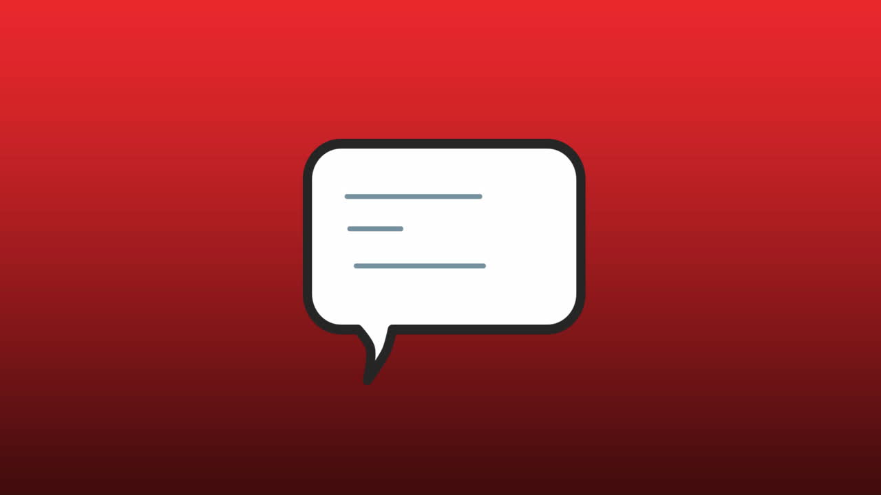 Animation of social media message icon data processing over red background