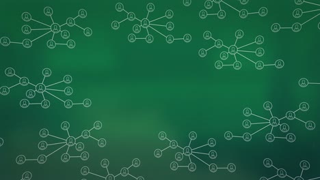 Animation-of-network-of-connections-over-green-background