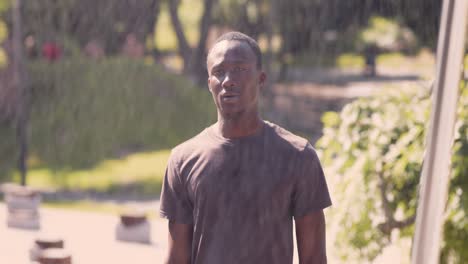 man standing in a park