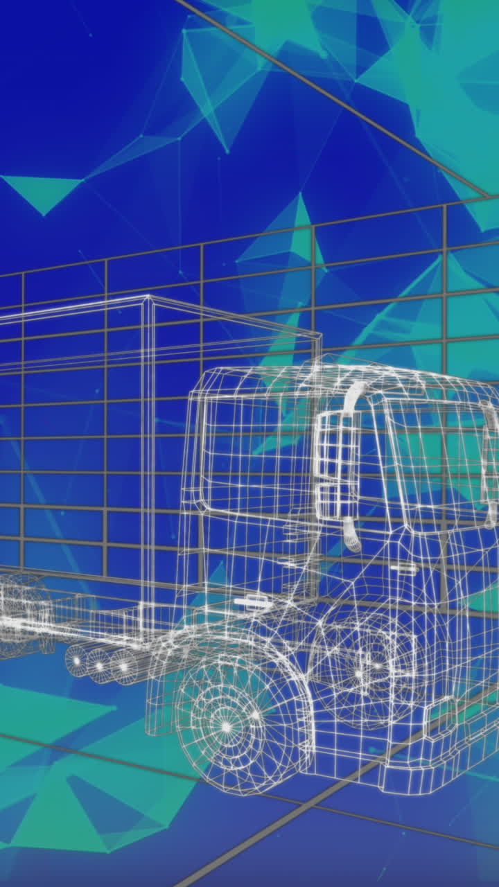 모양과 함께 파란색 배경에 트럭 프로젝트의 애니메이션