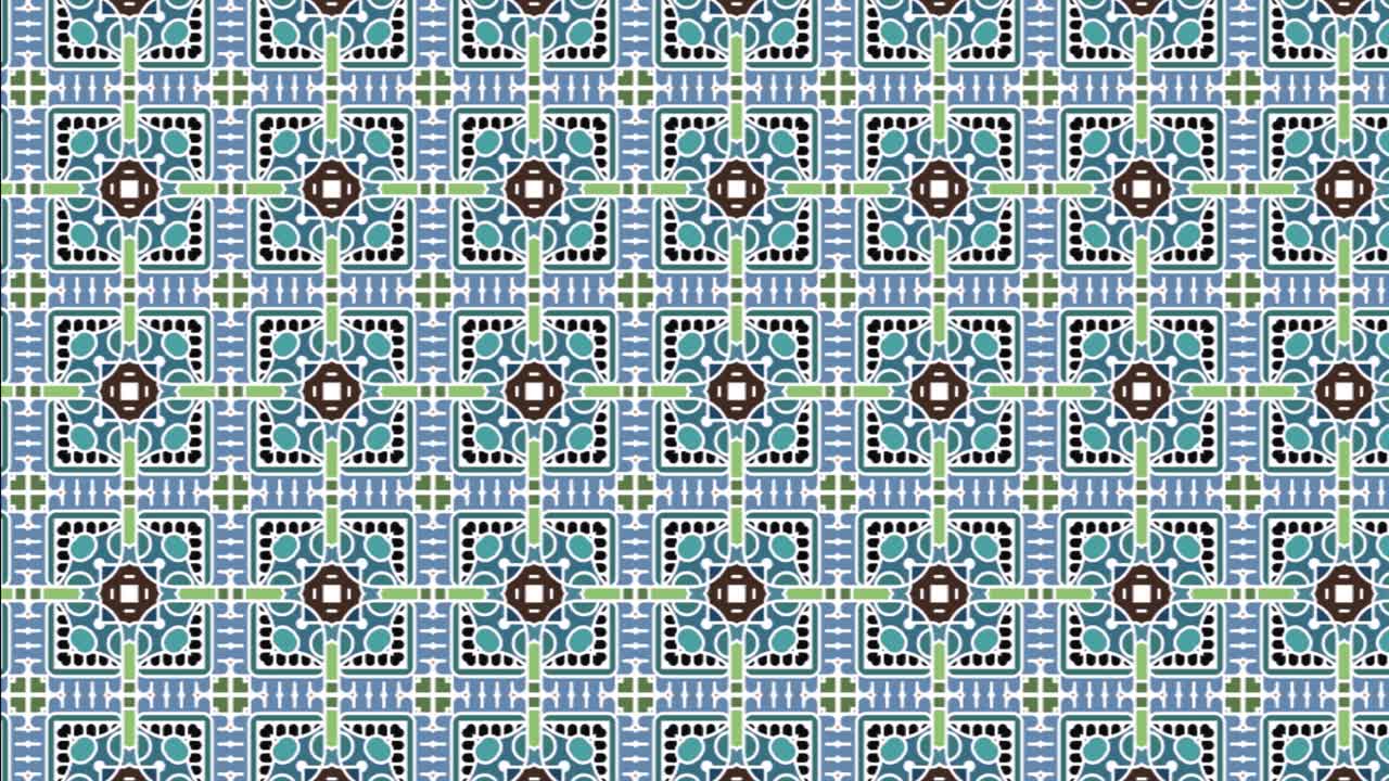 video de bucle de color azul claro y verde de patrones sin fisuras con mosaicos decorativos de retazos