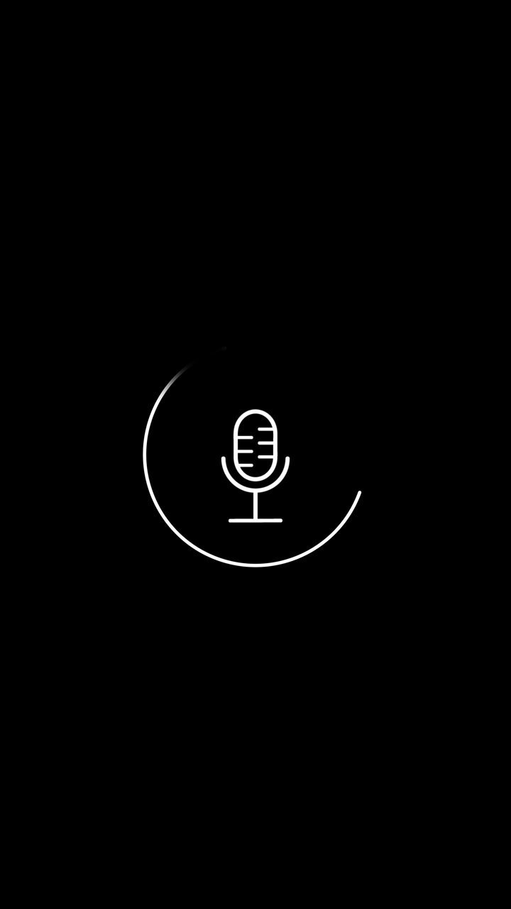 White microphone loading icon background with circular progress stroke clean black space and minimal
