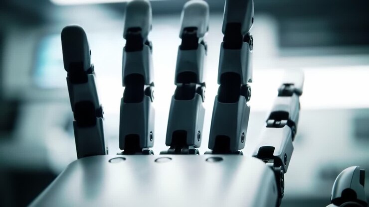 Exploring Advanced Robotics: Close-Up of a Futuristic Robotic Hand Demonstrating Precision Engineering and Cutting-Edge Technology in Automation and Human Interaction