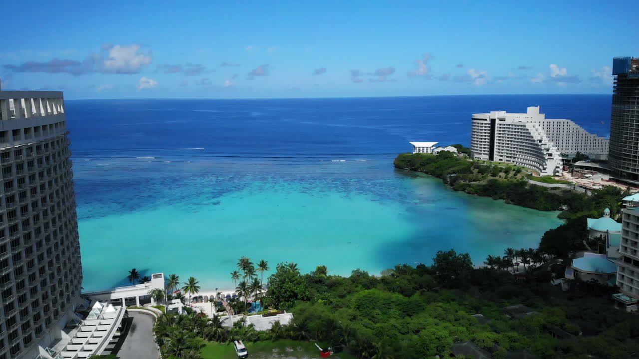 vista a la playa imágenes de drones de guam, estados unidos