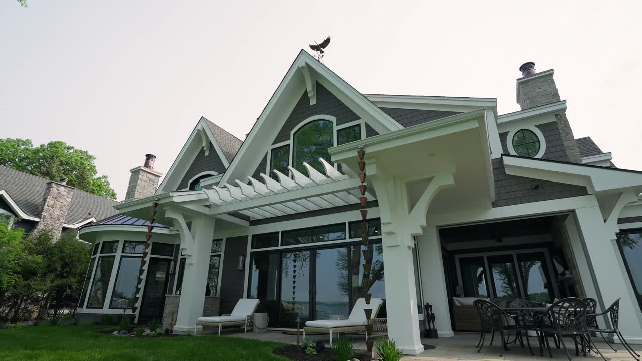 Grand luxury home exterior and backyard