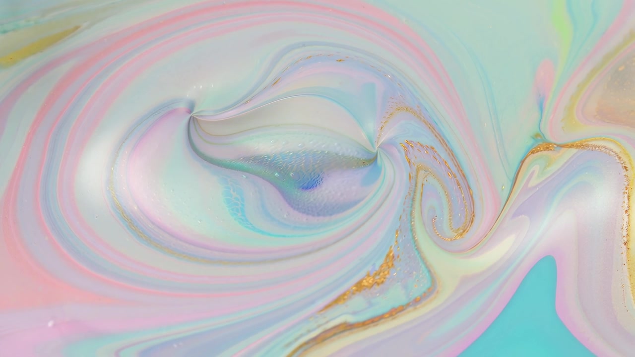 Abstrakt hvirvlende pastelmaling med guldglimmer