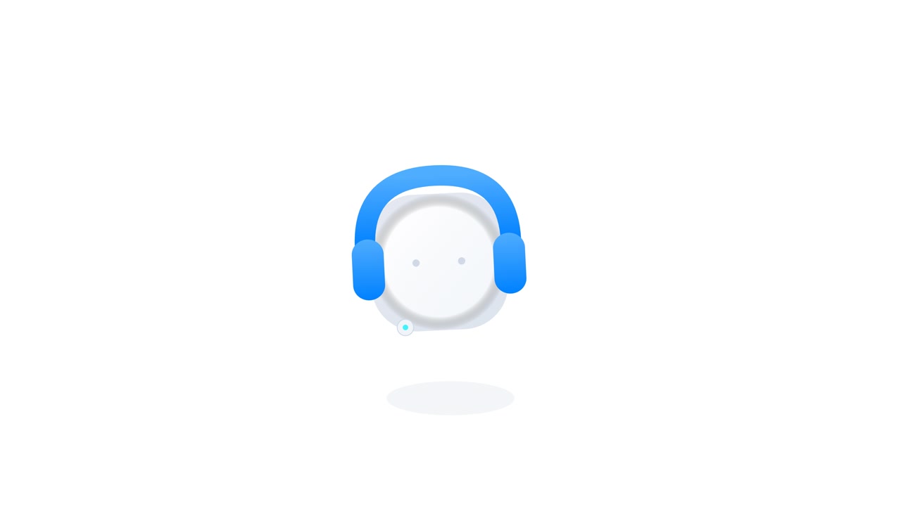 Icona minimalista animata di un auricolare per il servizio clienti