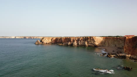 Panning-drone-shot-of-the-cliffs-at-Sagres-Portugal