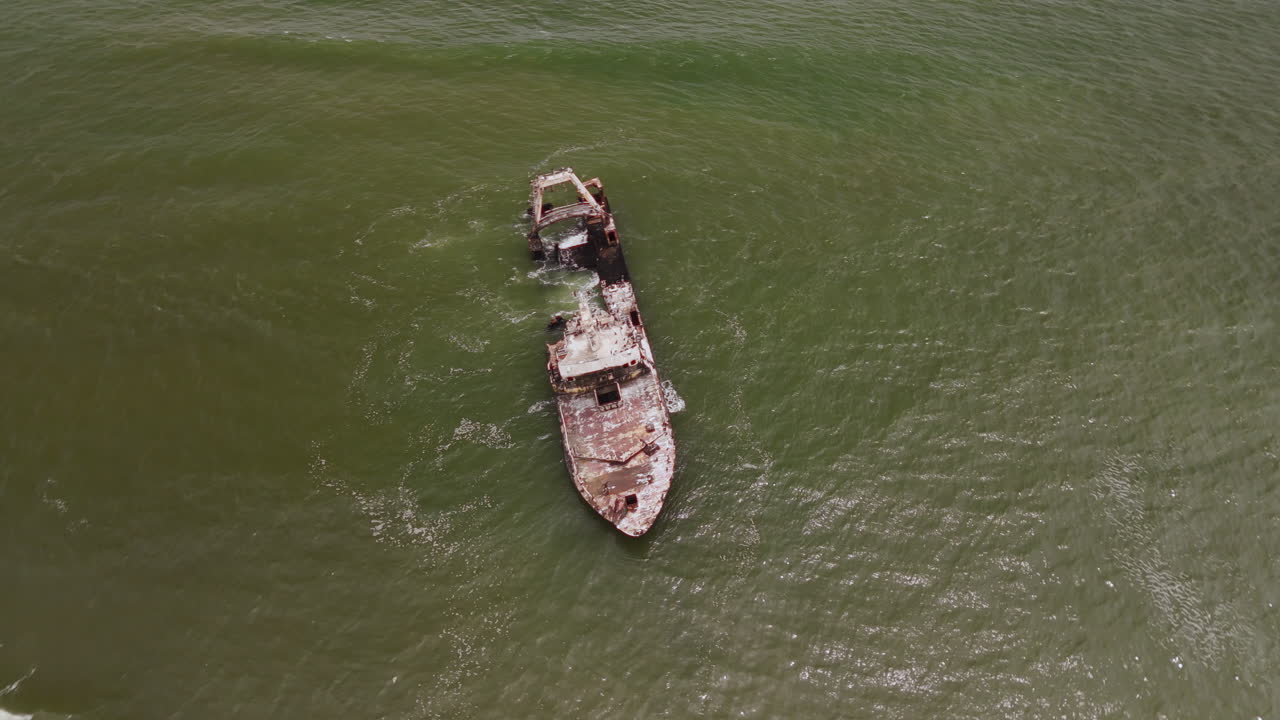 Aerial View of a Shipwreck at Sea
