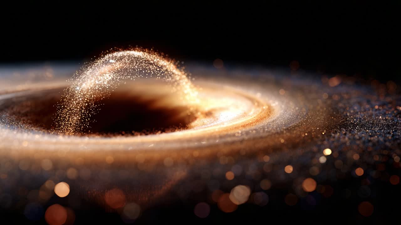 A Stunning Visual of a Celestial Phenomenon: Captivating Cosmic Structure of a Black Hole Surrounded by a Glimmering Accretion Disk, Showcasing Stars and Galactic Material in Motion