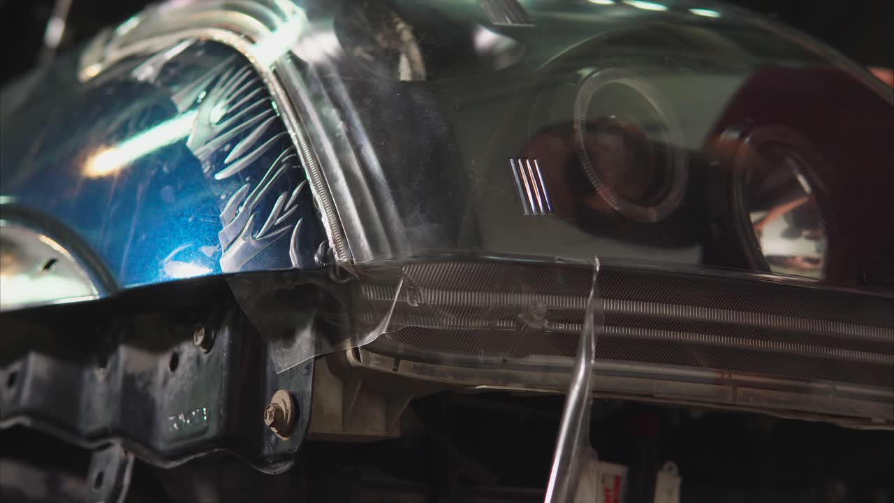 Car Headlight Repair and Protection Film Application