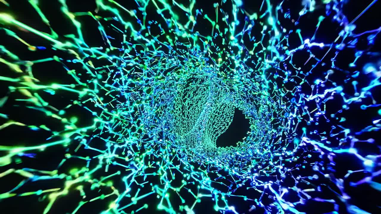 túnel de partículas brillantes abstractas