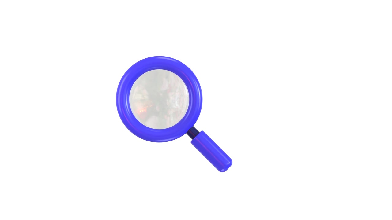 Blue Magnifying Glass Moving Across White Background