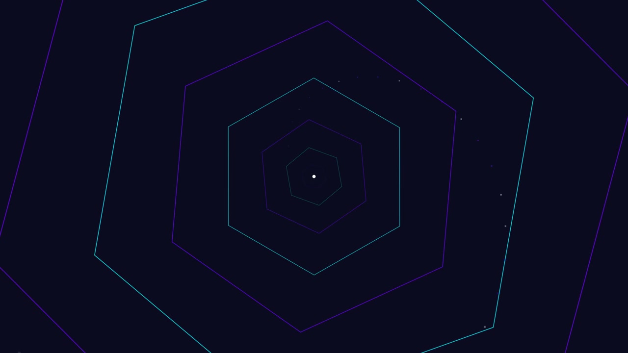 Abstract Motion Graphic of Pulsing Neon Hexagons
