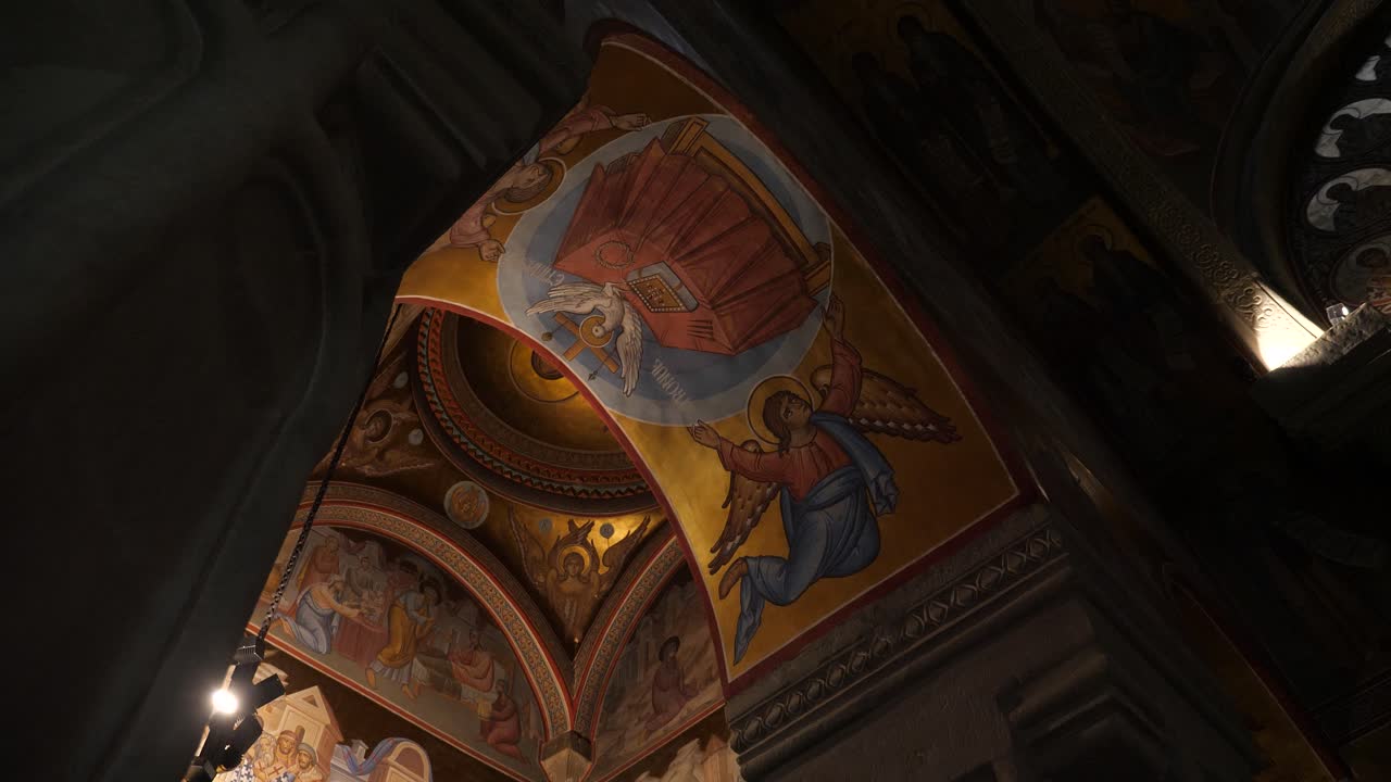 Putna Monastery in Bucovina, Romania. The interior of the church.