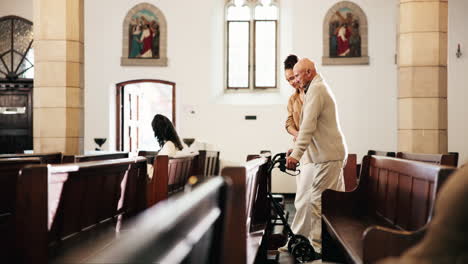 people in a church with walker