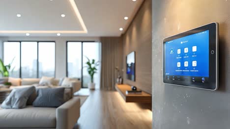 smart home automation system in modern living room