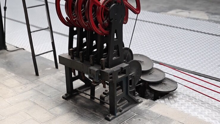 Vintage Railway Signal Lever Frame in Train Museum