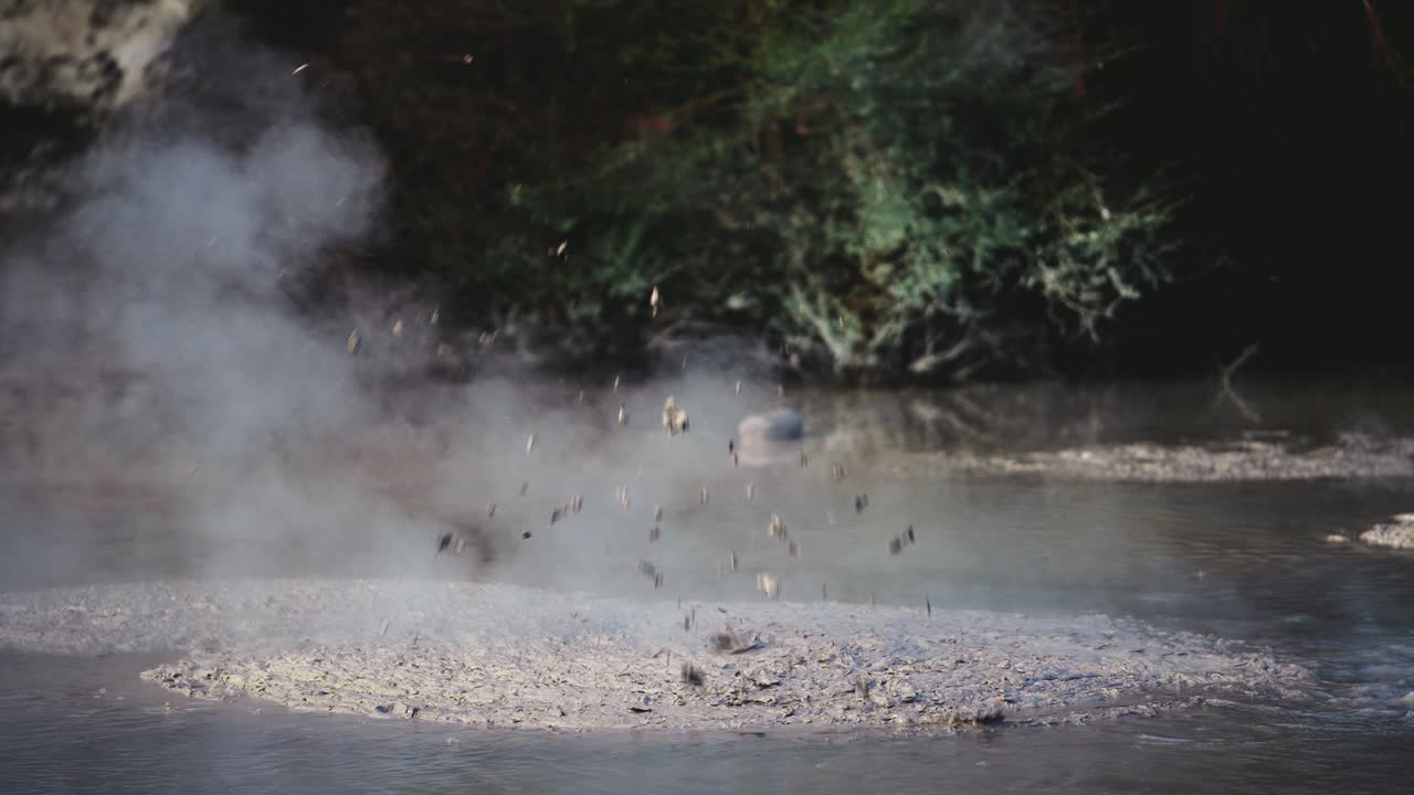 Boiling Hot Geothermal Volcanic Mud Pool, Closeup Shot Steamy Lake Bubbling  Mud And Steam Satisfying Free Stock Video Footage Download Clips Nature