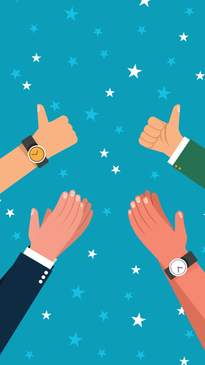 An animation of a Flat applause background with stars