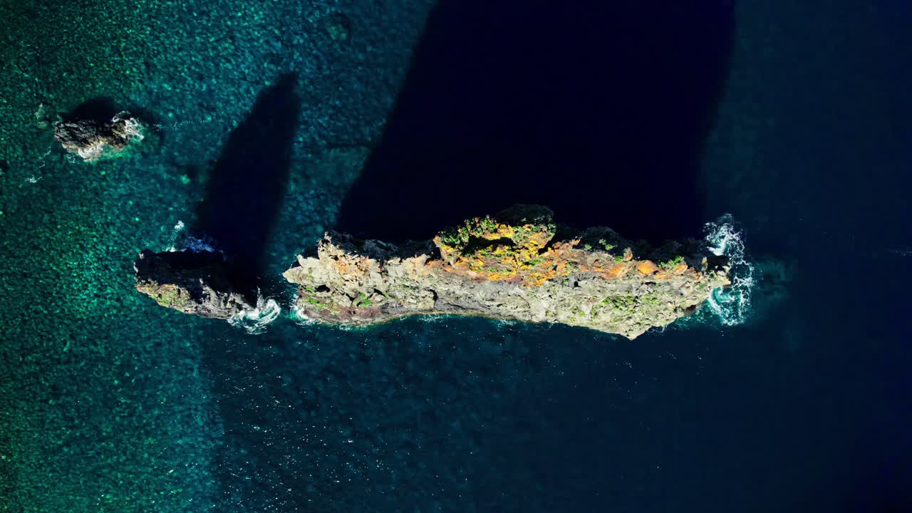 Aerial View of Coastal Rocks and Ocean