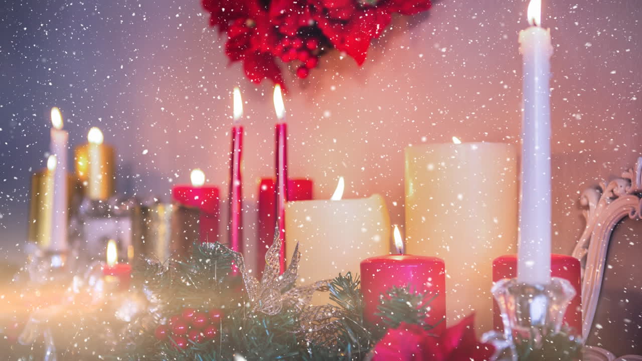 ⁇ 불과 크리스마스 장식과 함께 내리는 눈