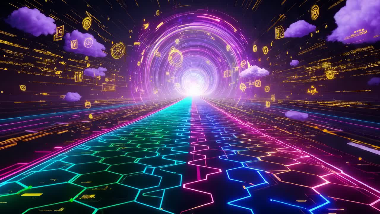 experiencia de realidad virtual en túnel de neón