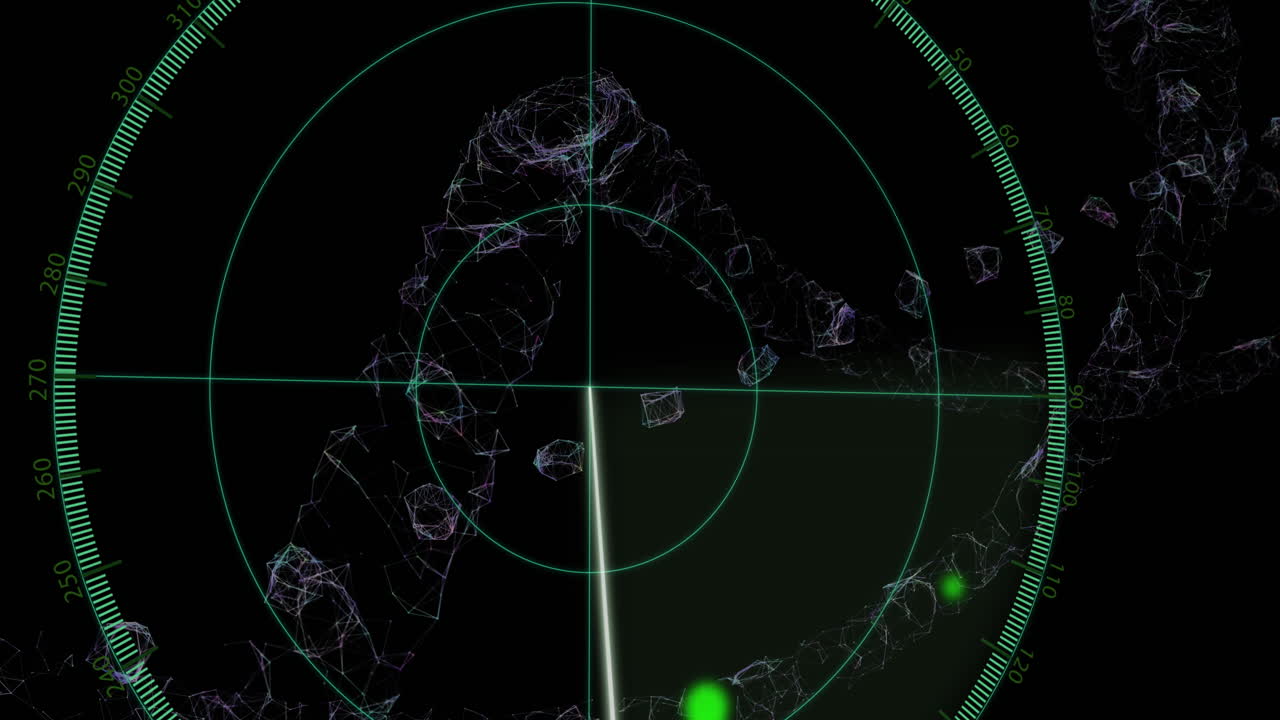 떨어지는 아이콘의 애니메이션과 어두운 배경에 스캔 범위