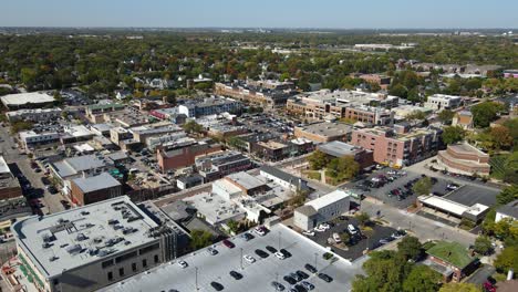 naperville, il, a chicago suburb, on a sunny fall day, featuring buildings, streets. dolly backward day nw